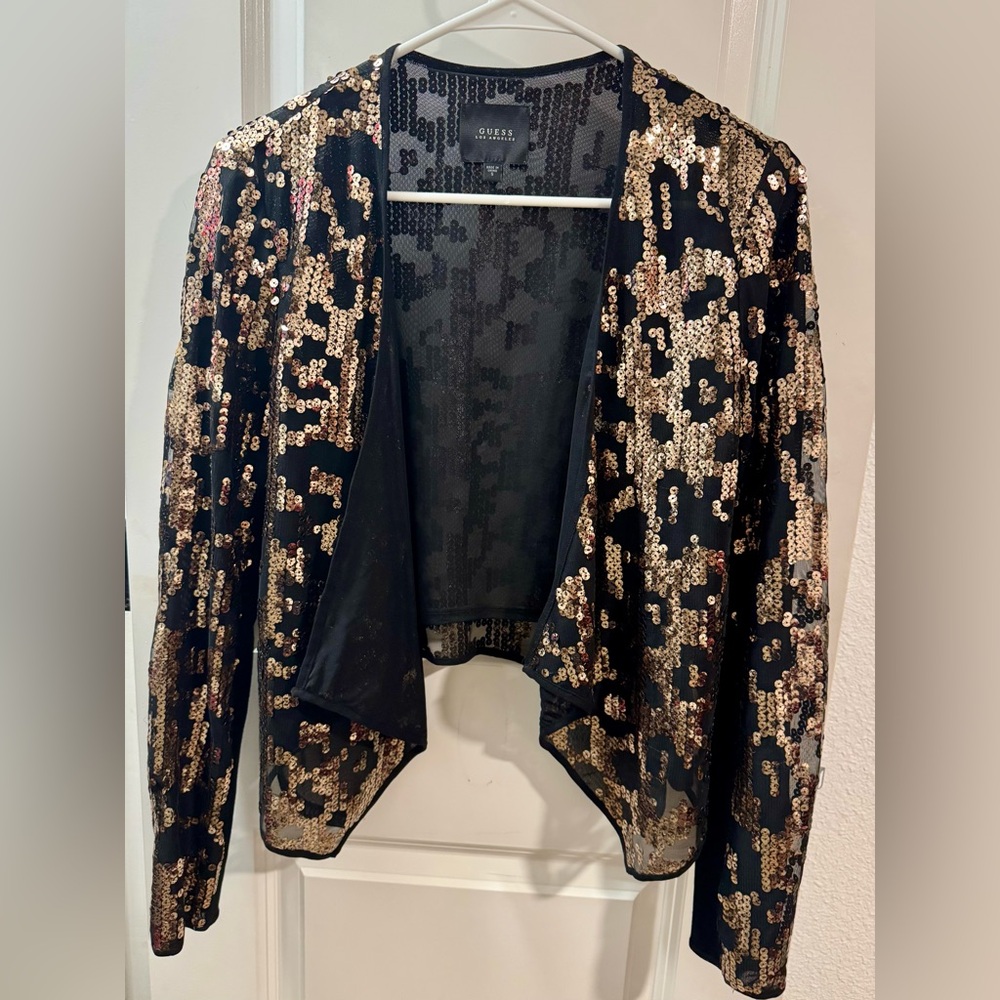 Guess Black and Gold Sequin Blazer